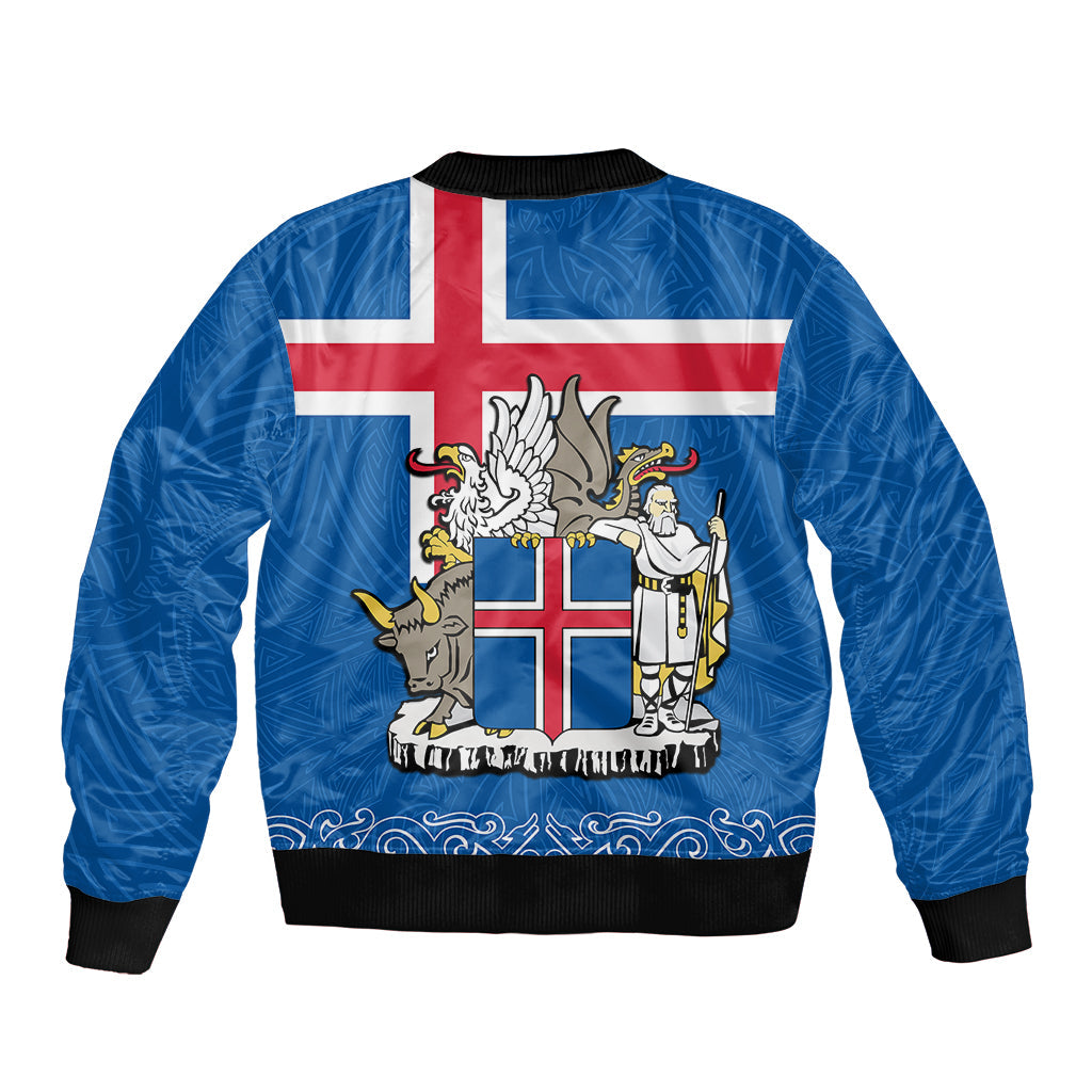 Iceland Bomber Jacket Icelandic Coat Of Arms and Flag