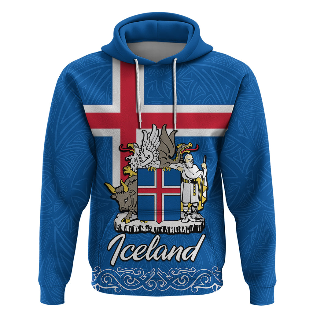 Iceland Hoodie Icelandic Coat Of Arms and Flag