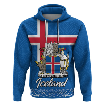 Iceland Hoodie Icelandic Coat Of Arms and Flag