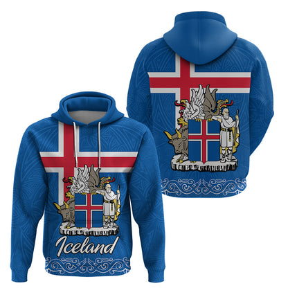 Iceland Hoodie Icelandic Coat Of Arms and Flag