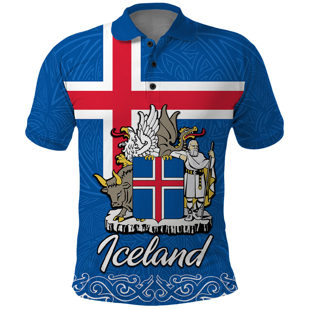 Iceland Polo Shirt Icelandic Coat Of Arms and Flag