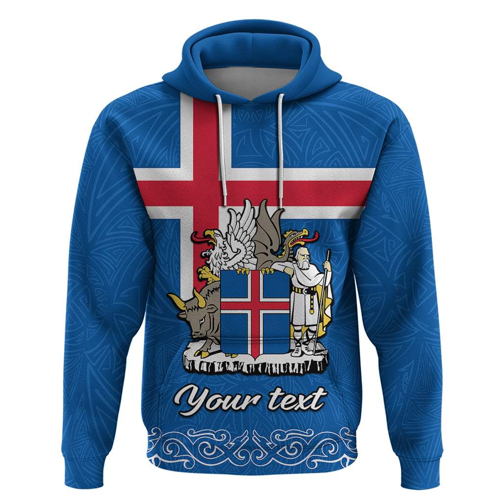 Personalised Iceland Hoodie Icelandic Coat Of Arms and Flag