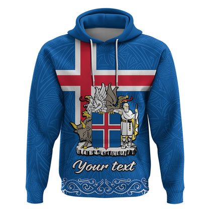 Personalised Iceland Hoodie Icelandic Coat Of Arms and Flag