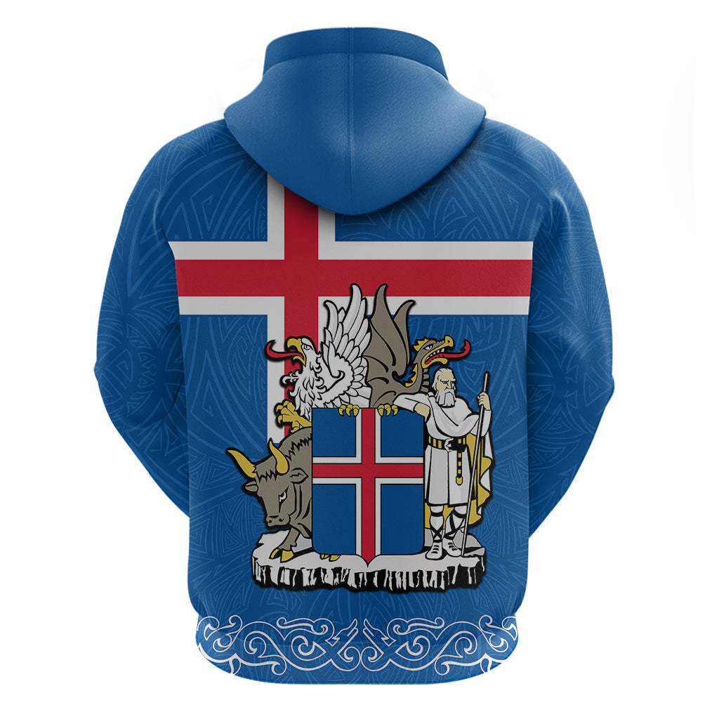 Personalised Iceland Hoodie Icelandic Coat Of Arms and Flag