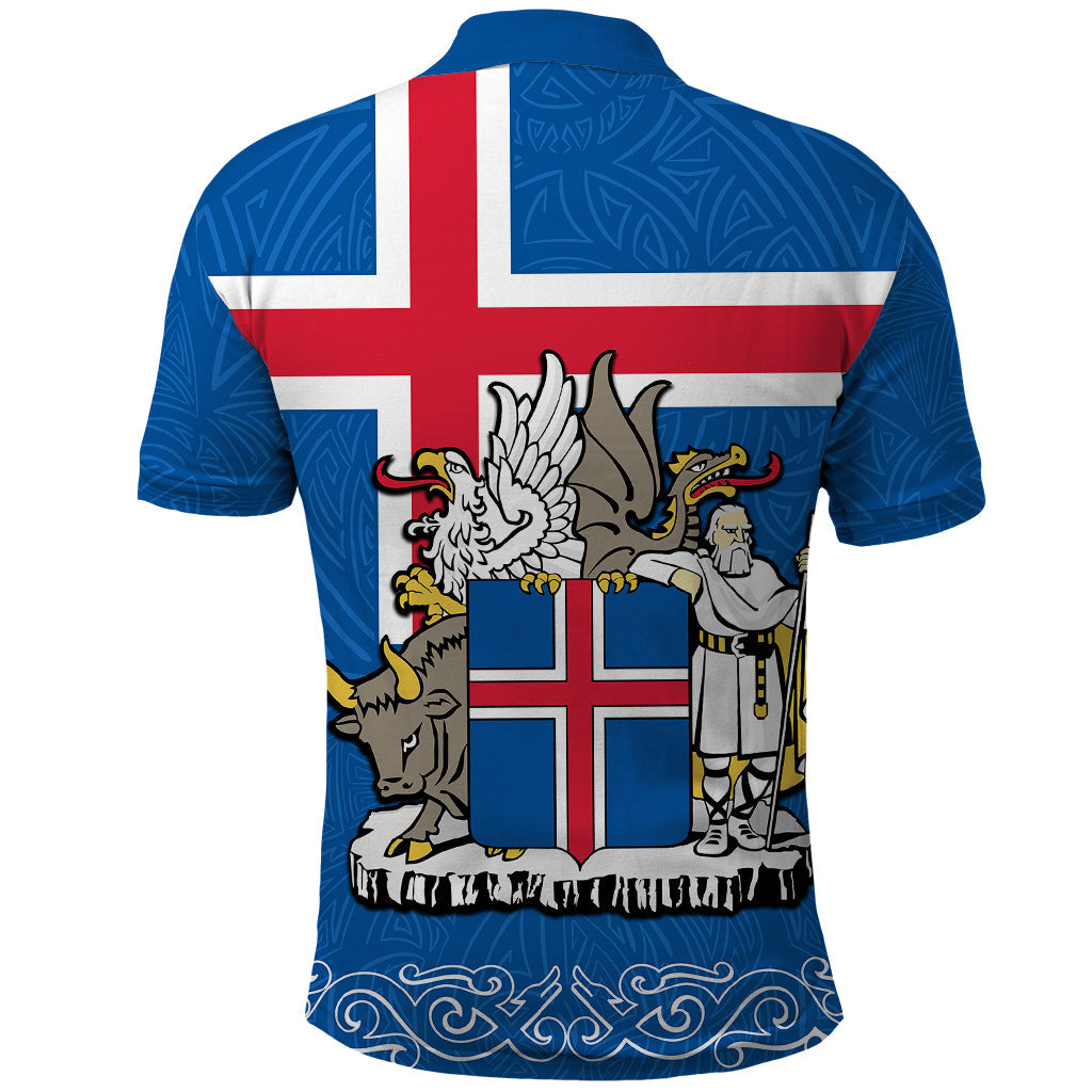 Custom Iceland Polo Shirt Icelandic Coat Of Arms and Flag
