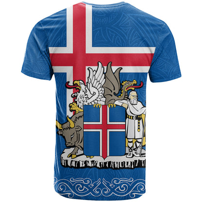 Personalised Iceland T Shirt Icelandic Coat Of Arms and Flag