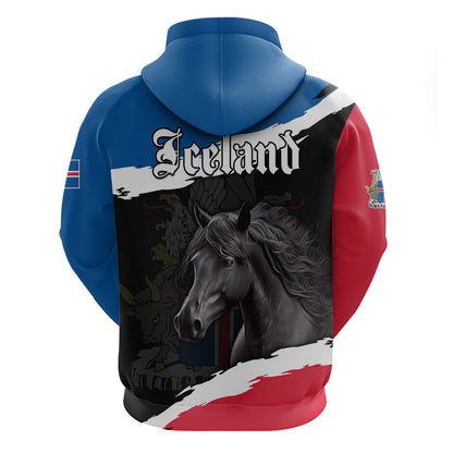 Icelandic Horse Hoodie Icelandic Coat of Arm Black