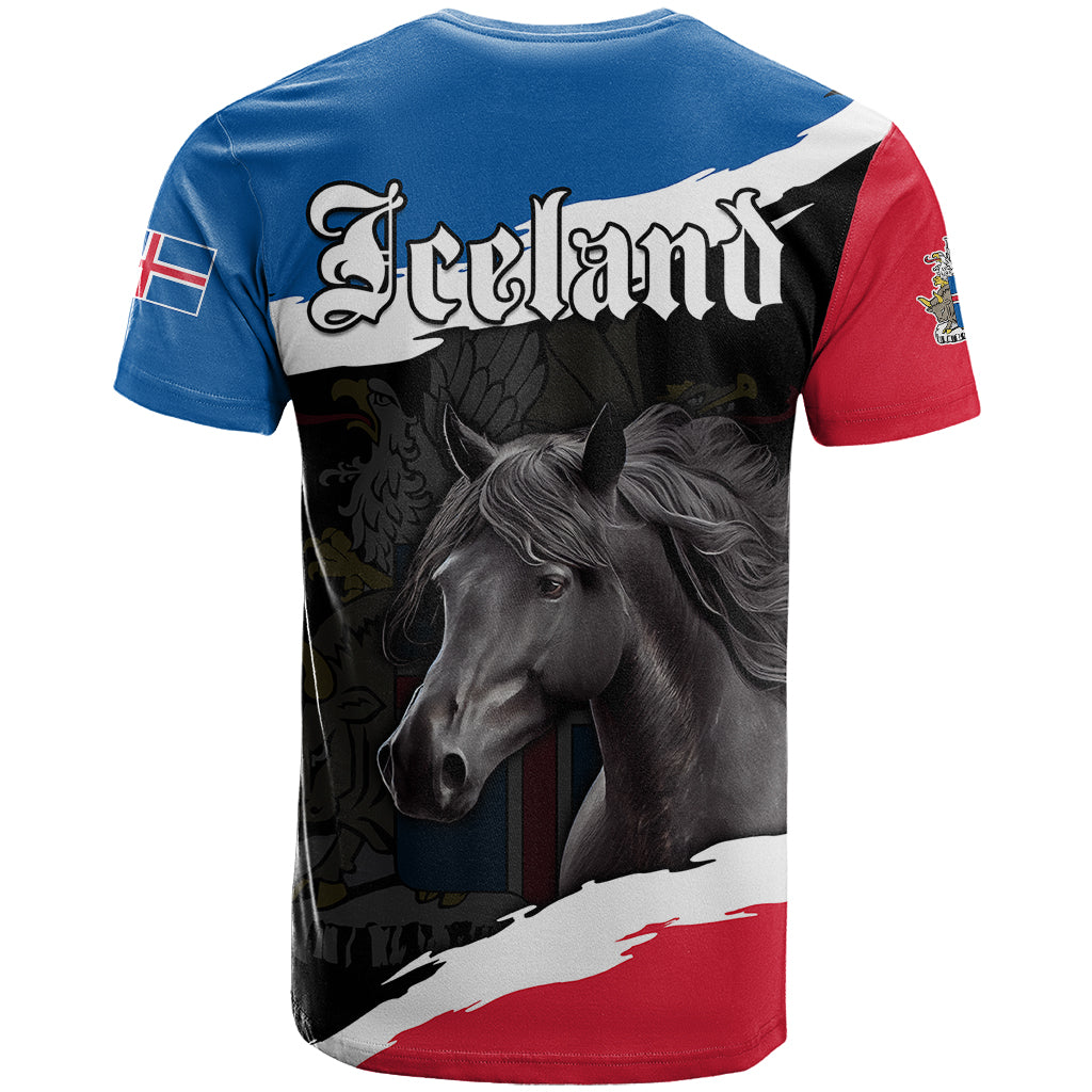 Icelandic Horse T Shirt Icelandic Coat of Arm - Black