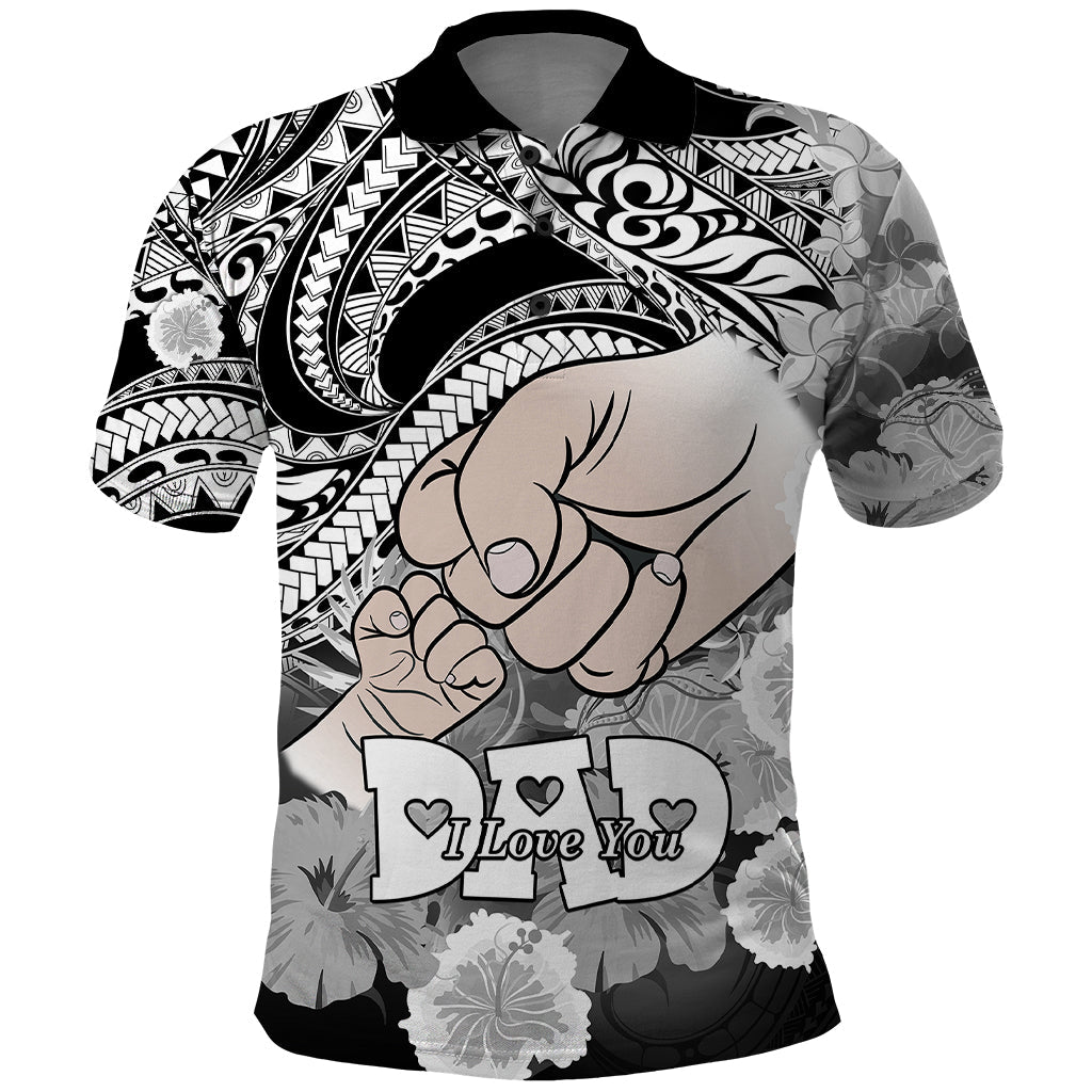 Personalised Polynesian Happy Father Day Polo Shirt I Love You Dad - Polynesian Tribal Black