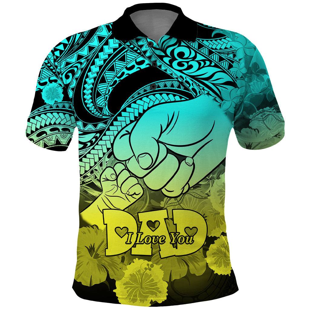 Polynesian Happy Father Day Polo Shirt I Love You Dad - Polynesian Tribal Gradient 1