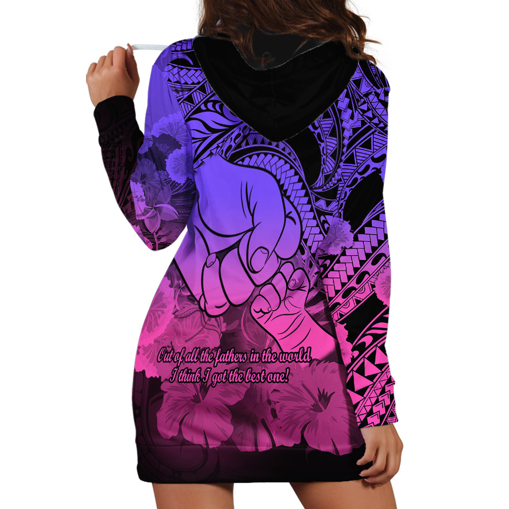 Polynesian Happy Father Day Hoodie Dress I Love You Dad Polynesian Tribal Gradient 2