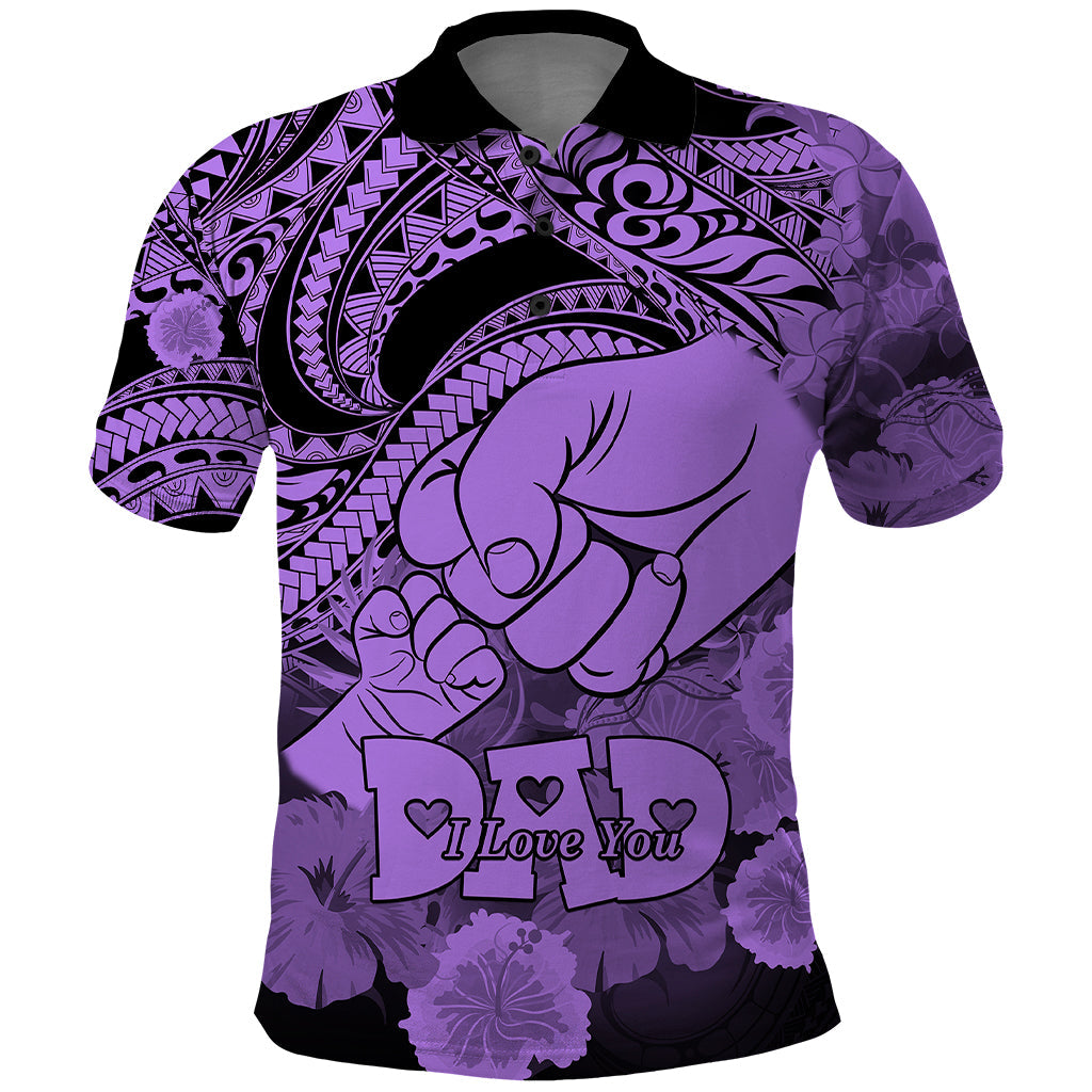 Polynesian Happy Father Day Polo Shirt I Love You Dad - Polynesian Tribal Purple