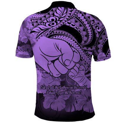 Polynesian Happy Father Day Polo Shirt I Love You Dad - Polynesian Tribal Purple