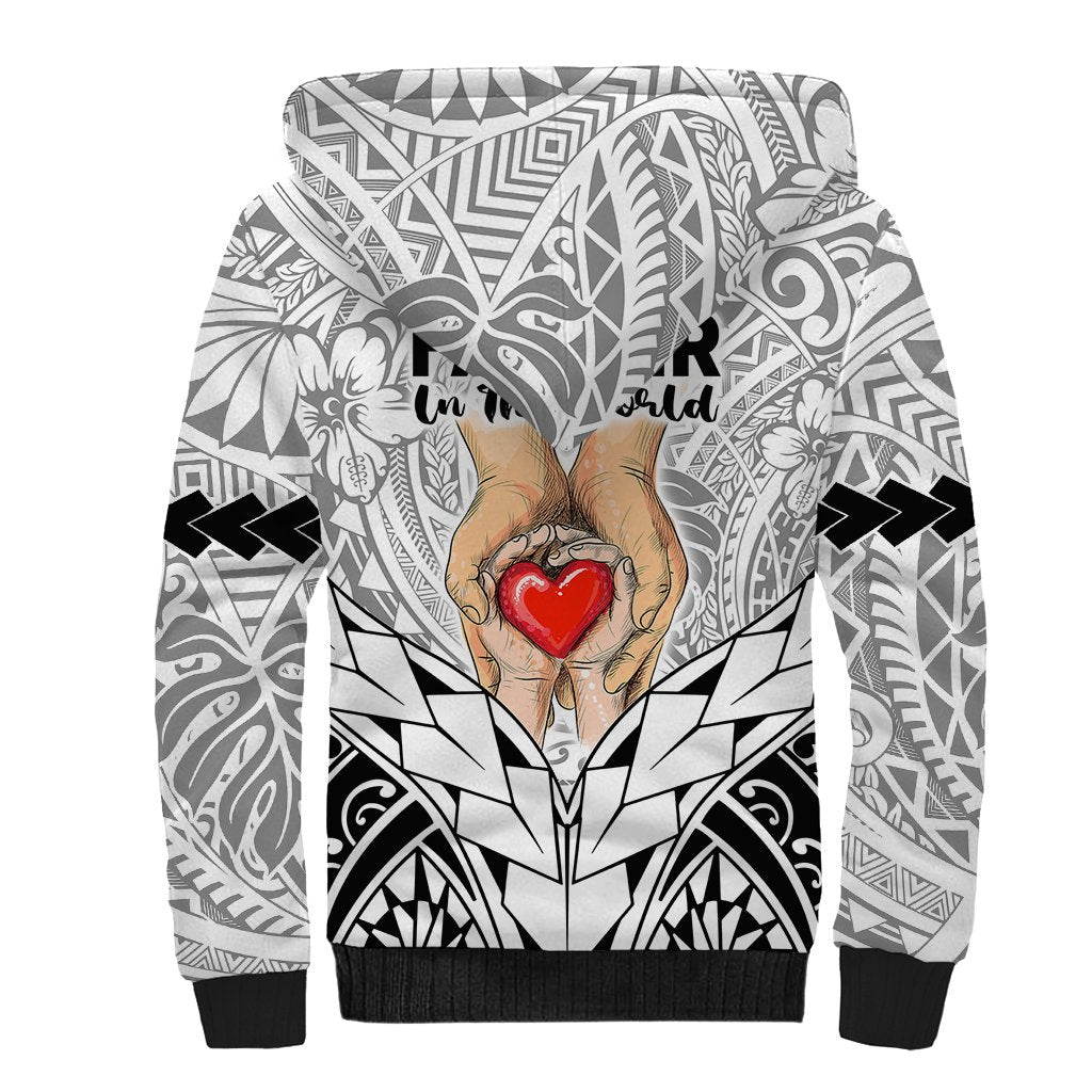 Polynesian Father's Day Gift For Dad Sherpa Hoodie Super Father In The World Black Polynesian Pattern