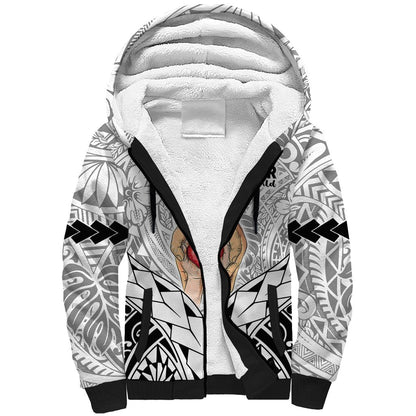 Personalised Polynesian Father's Day Gift For Dad Sherpa Hoodie Super Father In The World Black Polynesian Pattern