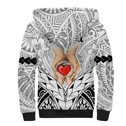 Personalised Polynesian Father's Day Gift For Dad Sherpa Hoodie Super Father In The World Black Polynesian Pattern
