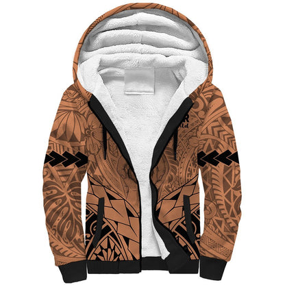 Personalised Polynesian Father's Day Gift For Dad Sherpa Hoodie Super Father In The World Nude Polynesian Pattern