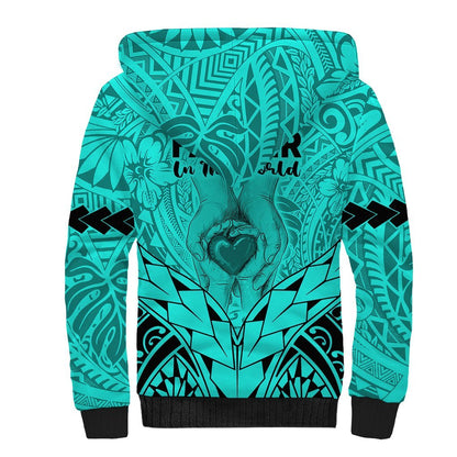 Polynesian Father's Day Gift For Dad Sherpa Hoodie Super Father In The World Turquoise Polynesian Pattern