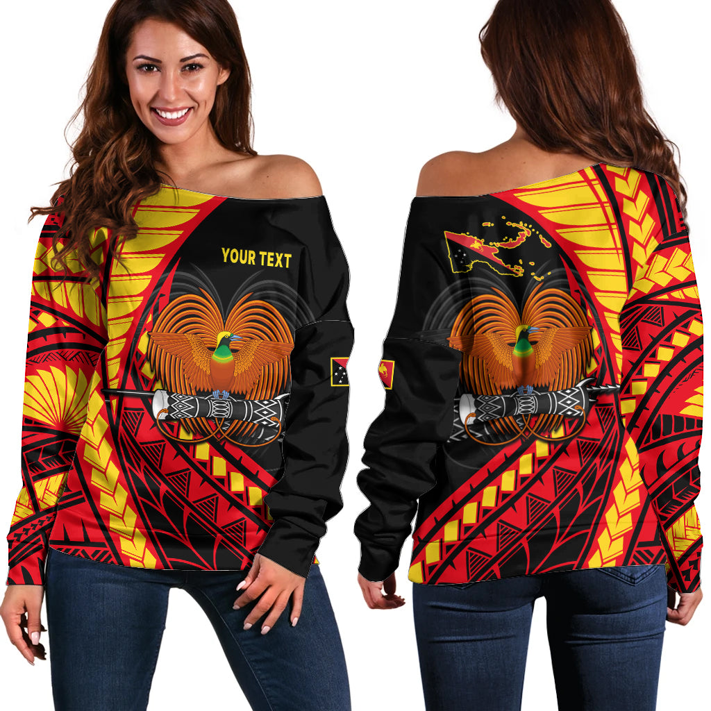 (Custom Personalised) Papua New Guinea Off Shoulder Sweater The Greater Bird of Paradise