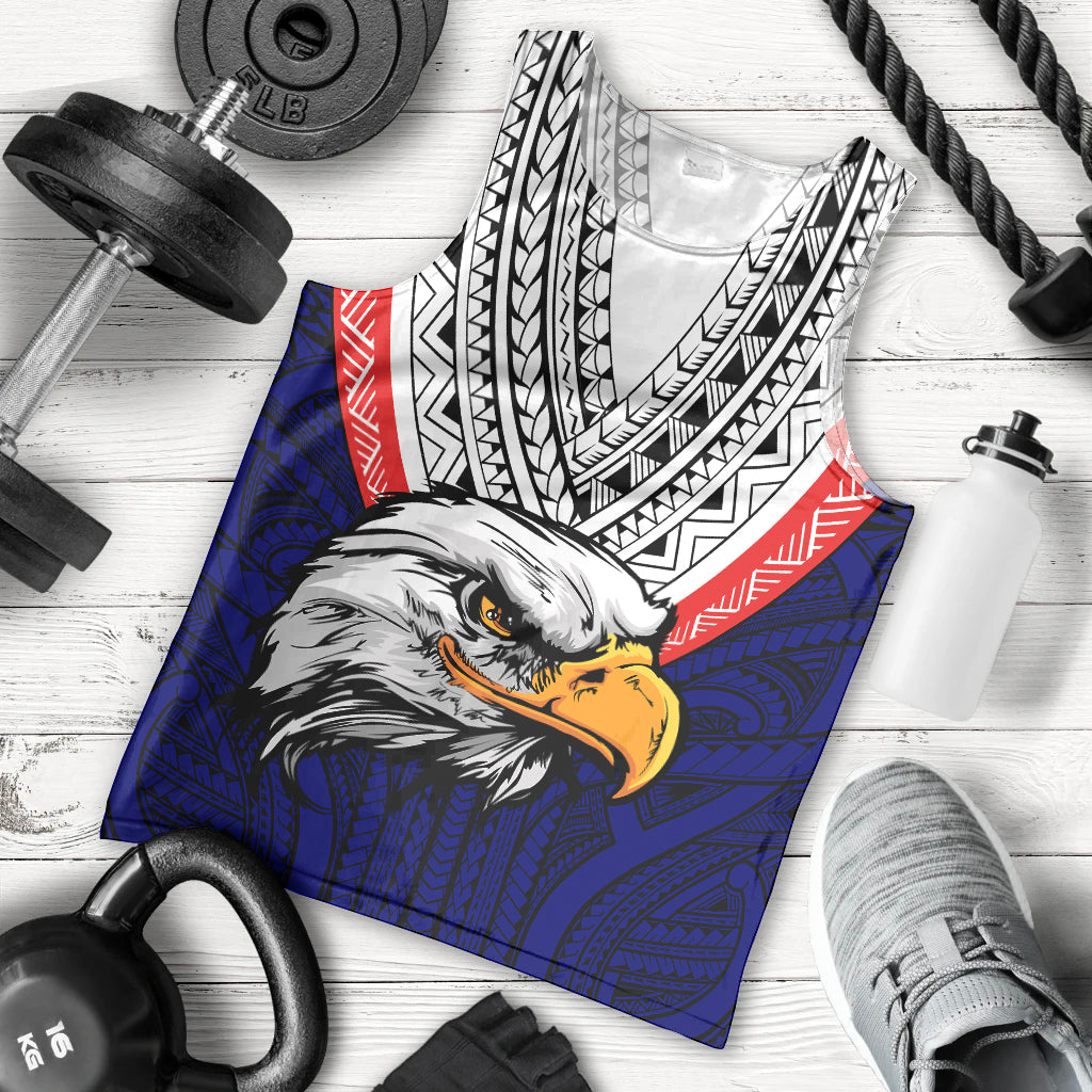 American Samoa Men Tank Top Bald Eagle with Polynesian Pattern