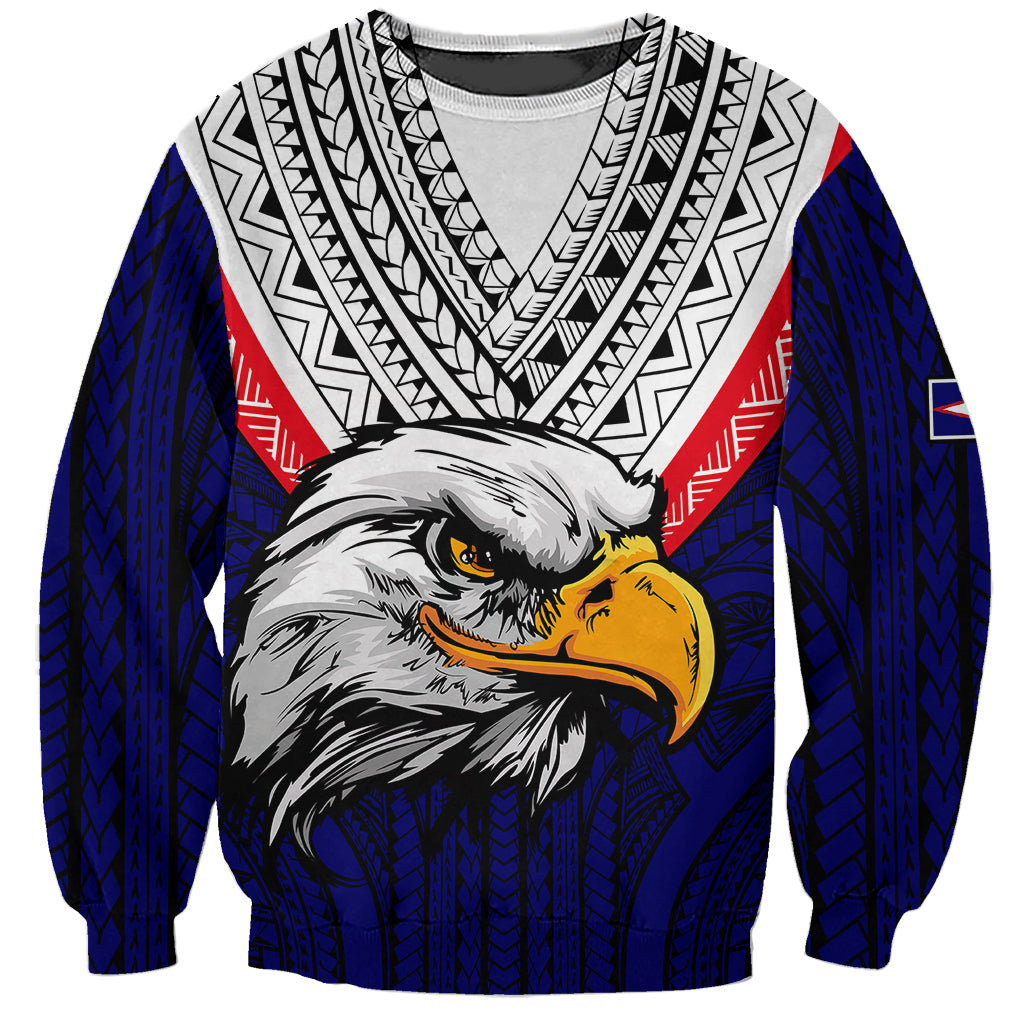 American Samoa Sweatshirt Bald Eagle with Polynesian Pattern