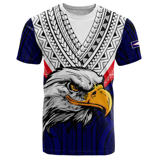 American Samoa T Shirt Bald Eagle With Polynesian Pattern
