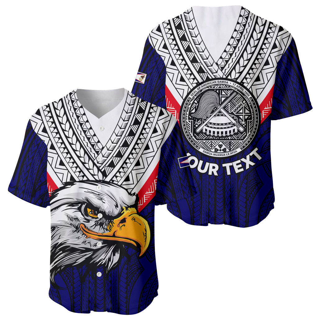 (Custom Personalised) American Samoa Baseball Jersey Bald Eagle with Polynesian Pattern