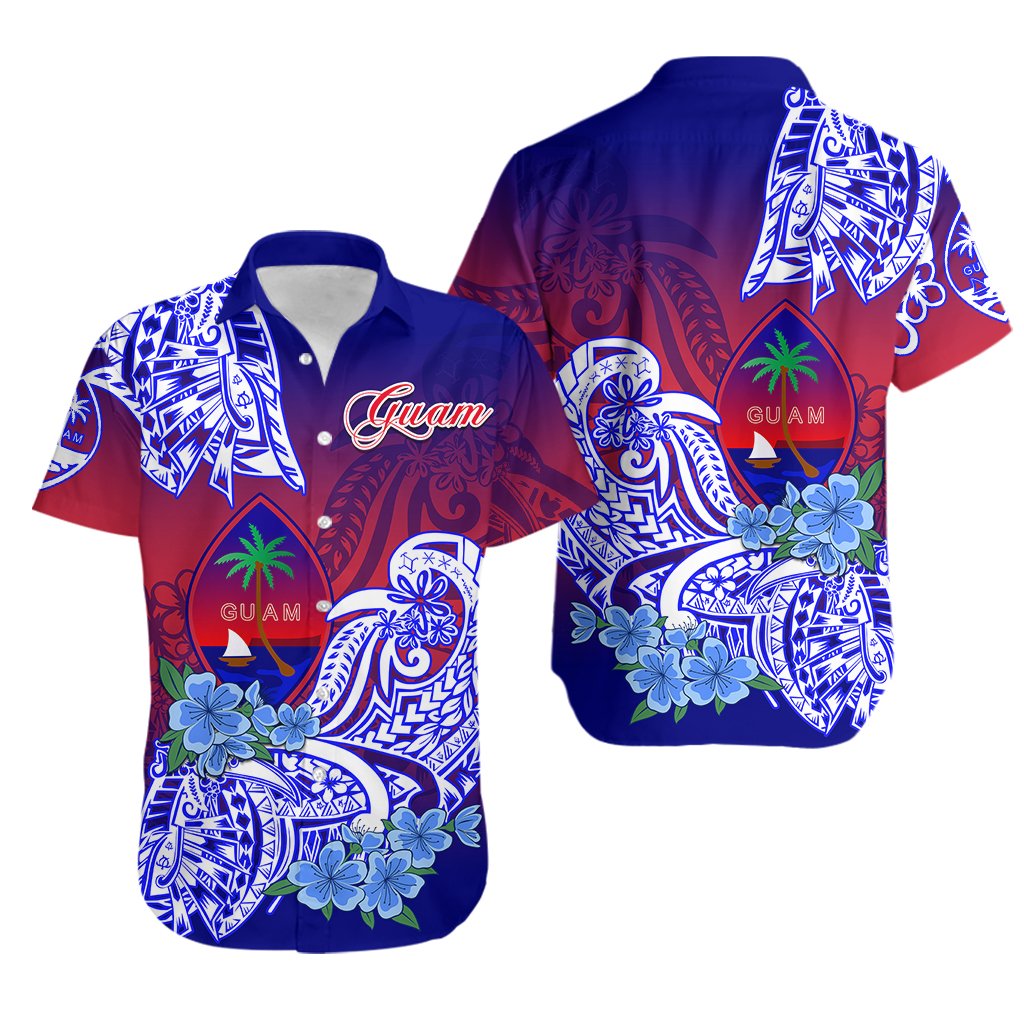 Guam Hawaiian Shirt Polynesian Floral Tribal