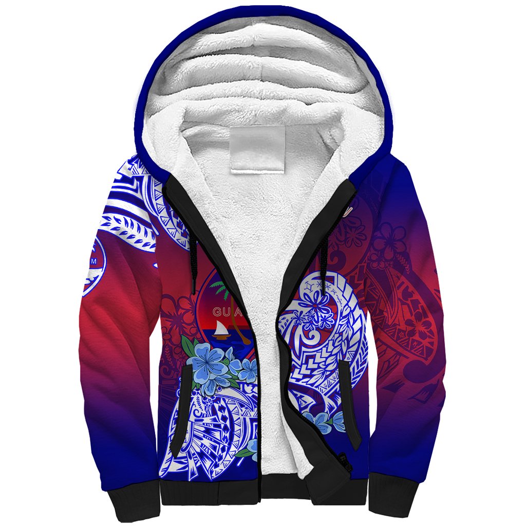 Guam Sherpa Hoodie Polynesian Floral Tribal