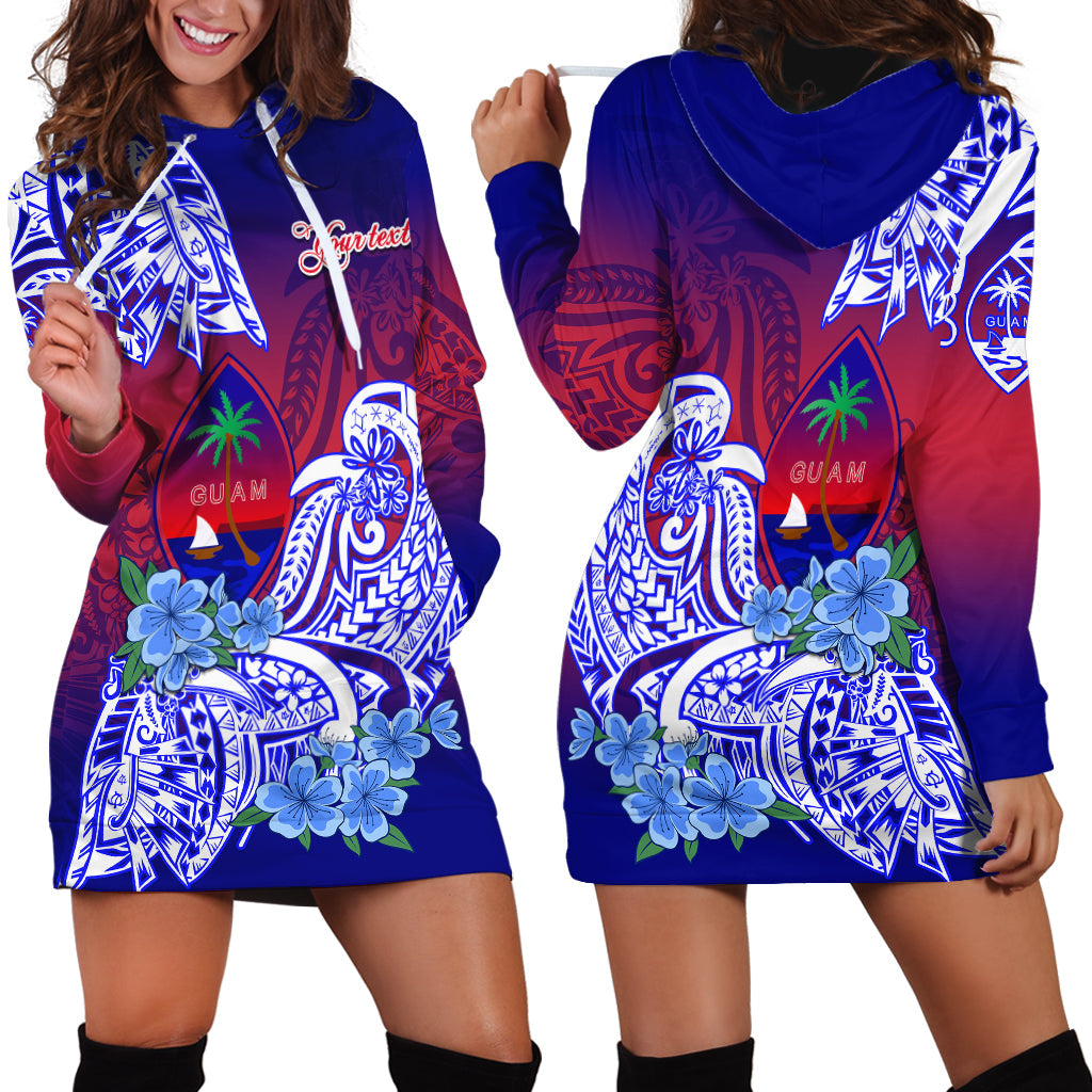 Custom Personalised Guam Hoodie Dress Polynesian Floral Tribal