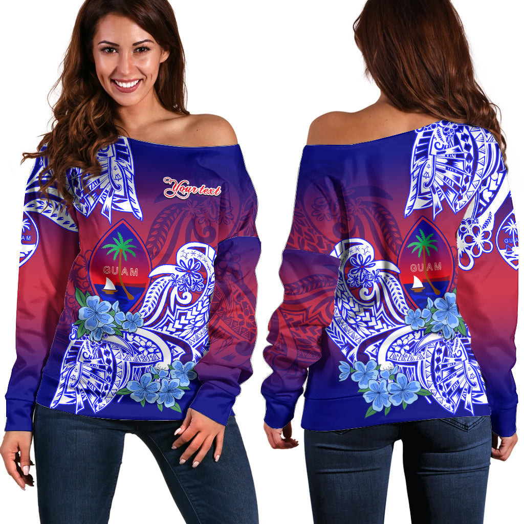 (Custom Personalised) Guam Off Shoulder Sweater Polynesian Floral Tribal