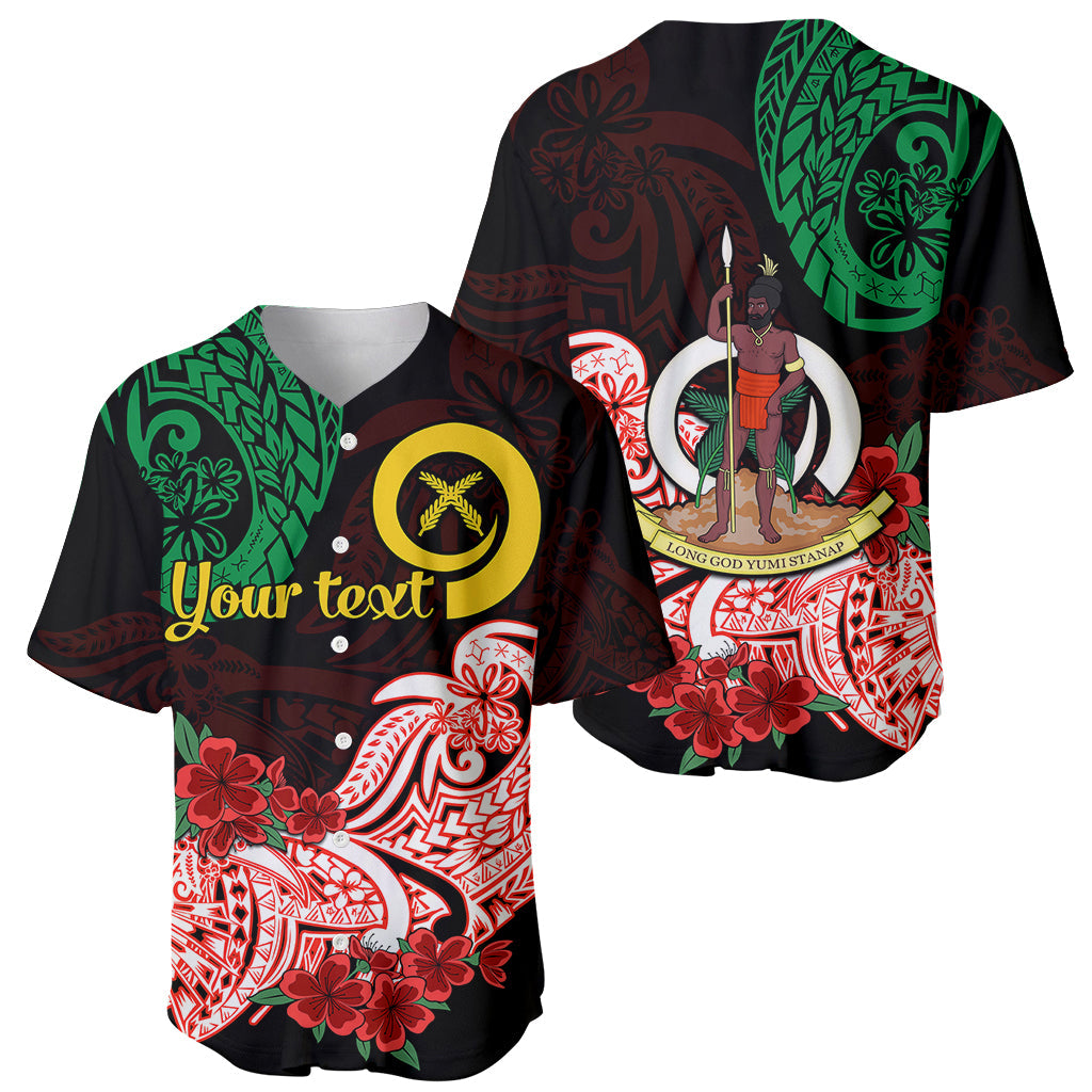 (Custom Personalised) Vanuatu Baseball Jersey Polynesian Floral Tribal