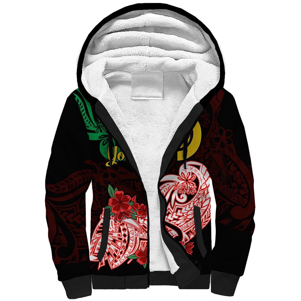 (Custom Personalised) Vanuatu Sherpa Hoodie Polynesian Floral Tribal