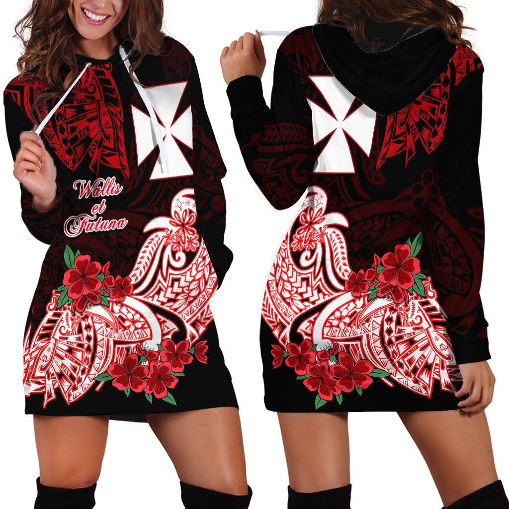 Wallis et Futuna Hoodie Dress Polynesian Floral Tribal