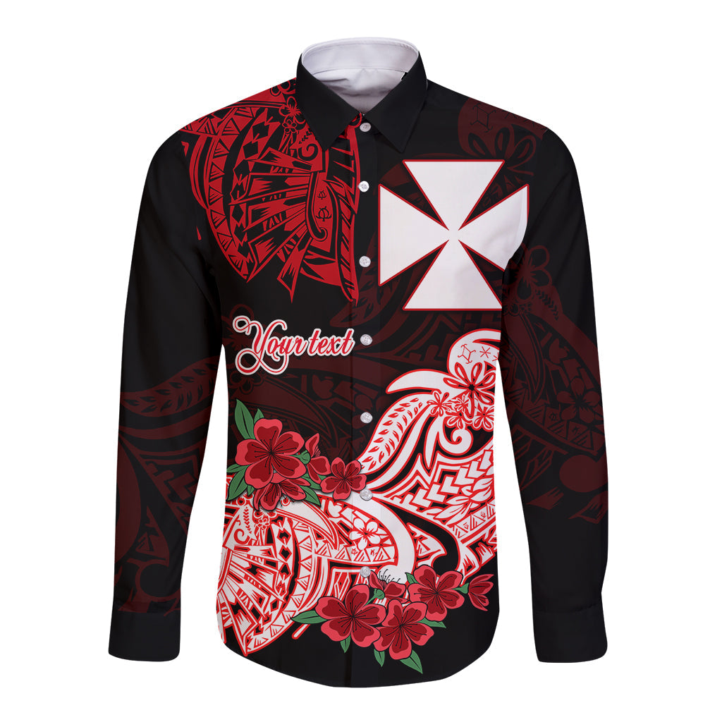 (Custom Personalised) Wallis et Futuna Long Sleeve Button Shirt Polynesian Floral Tribal