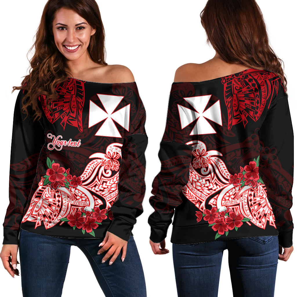 (Custom Personalised) Wallis et Futuna Off Shoulder Sweater Polynesian Floral Tribal