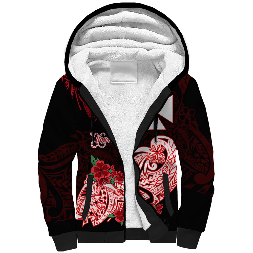 (Custom Personalised) Wallis et Futuna Sherpa Hoodie Polynesian Floral Tribal