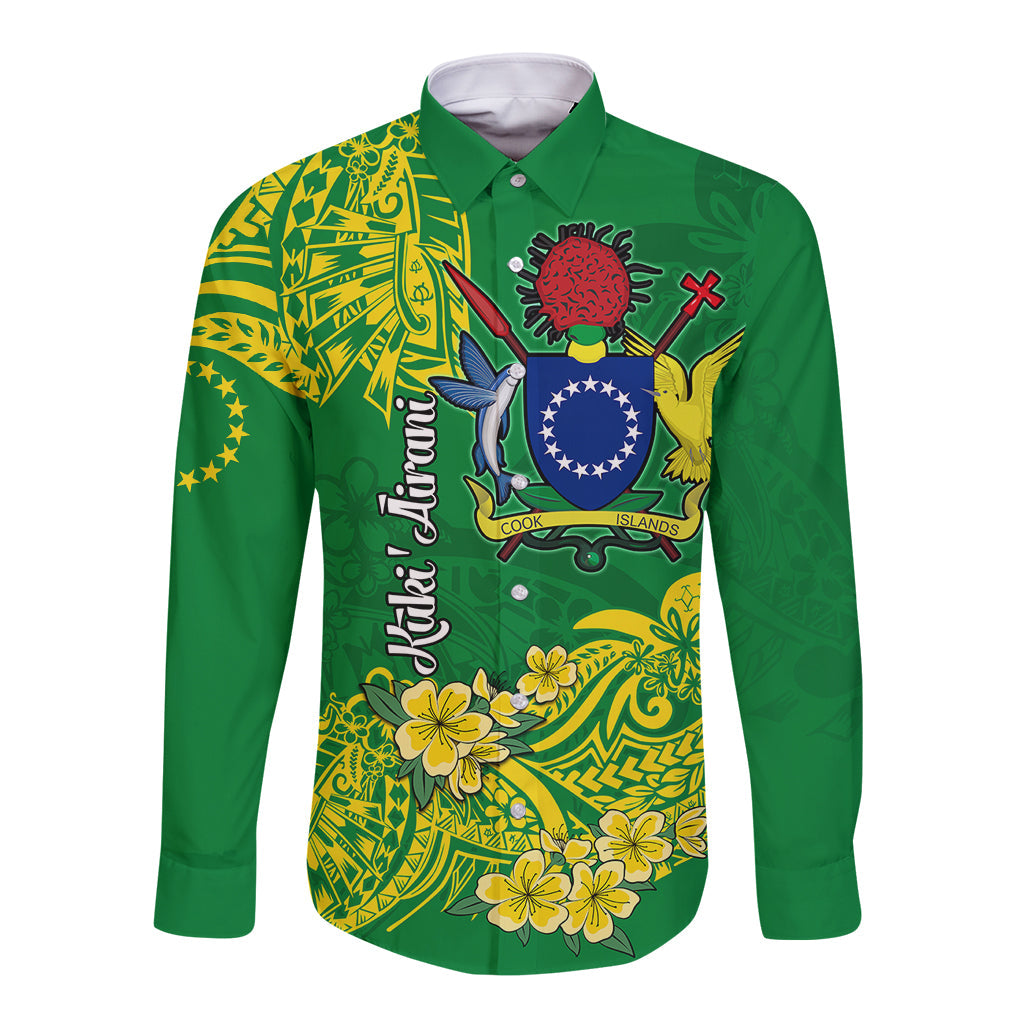 Cook Island Long Sleeve Button Shirt Polynesian Floral Tribal