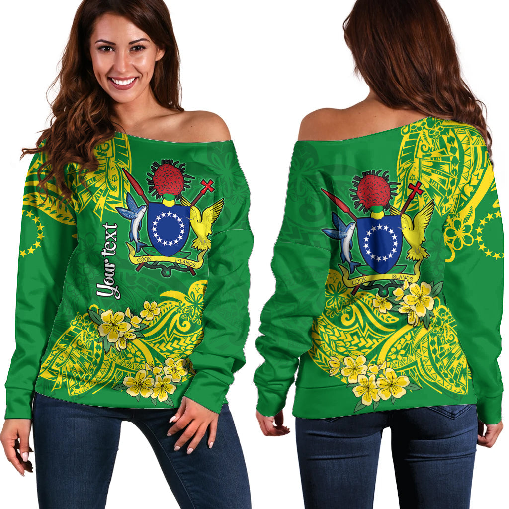 (Custom Personalised) Cook Island Off Shoulder Sweater Polynesian Floral Tribal