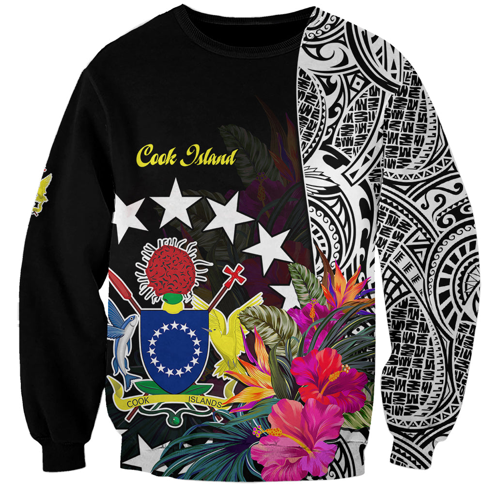 Cook Island Sweatshirt Tribal Polynesian and Tropical Flowers