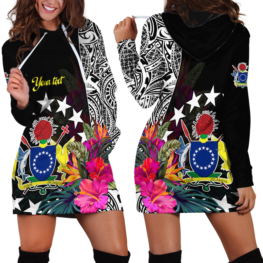 Custom Personalised Cook Island Hoodie Dress Tribal Polynesian and Tropical Flowers