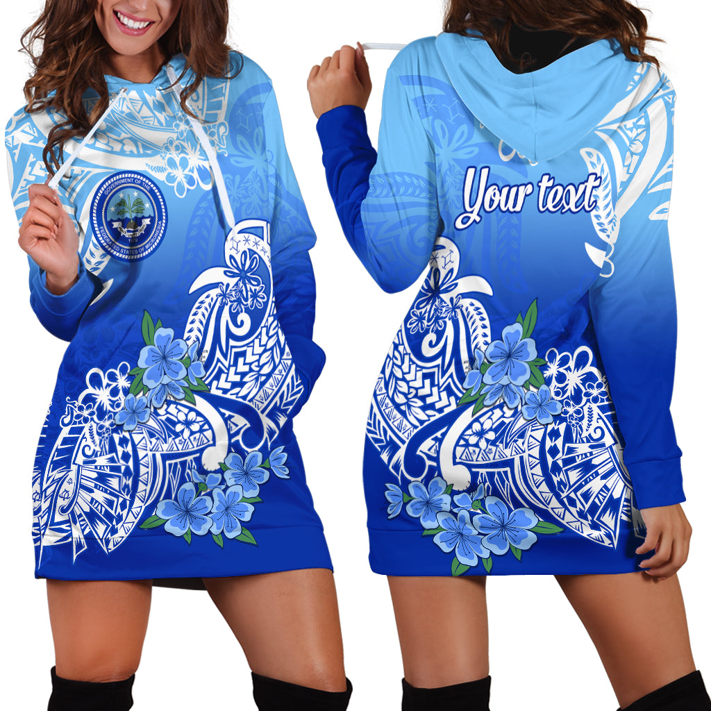 Custom Personalised Federated States Of Micronesia Hoodie Dress Polynesian Floral Tribal