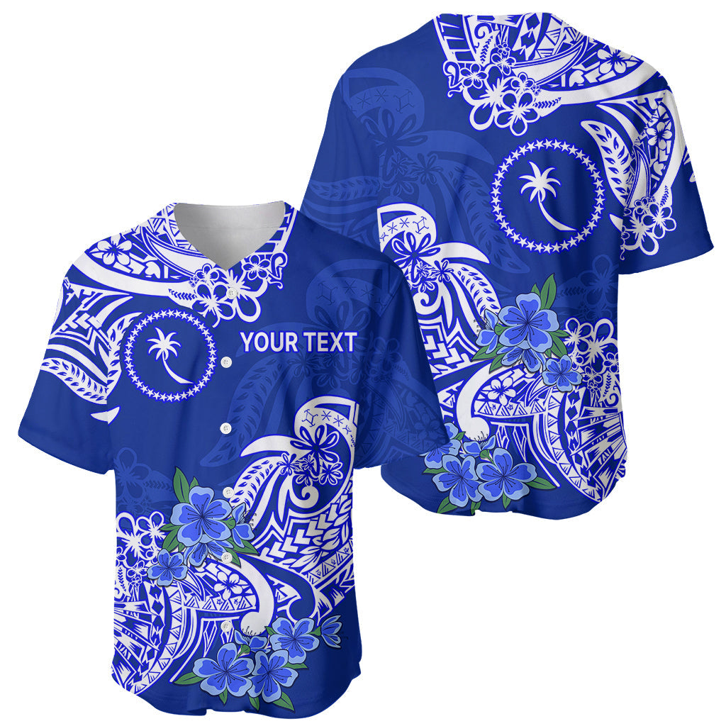 (Custom Personalised) FSM Chuuk State Baseball Jersey Polynesian Floral Tribal