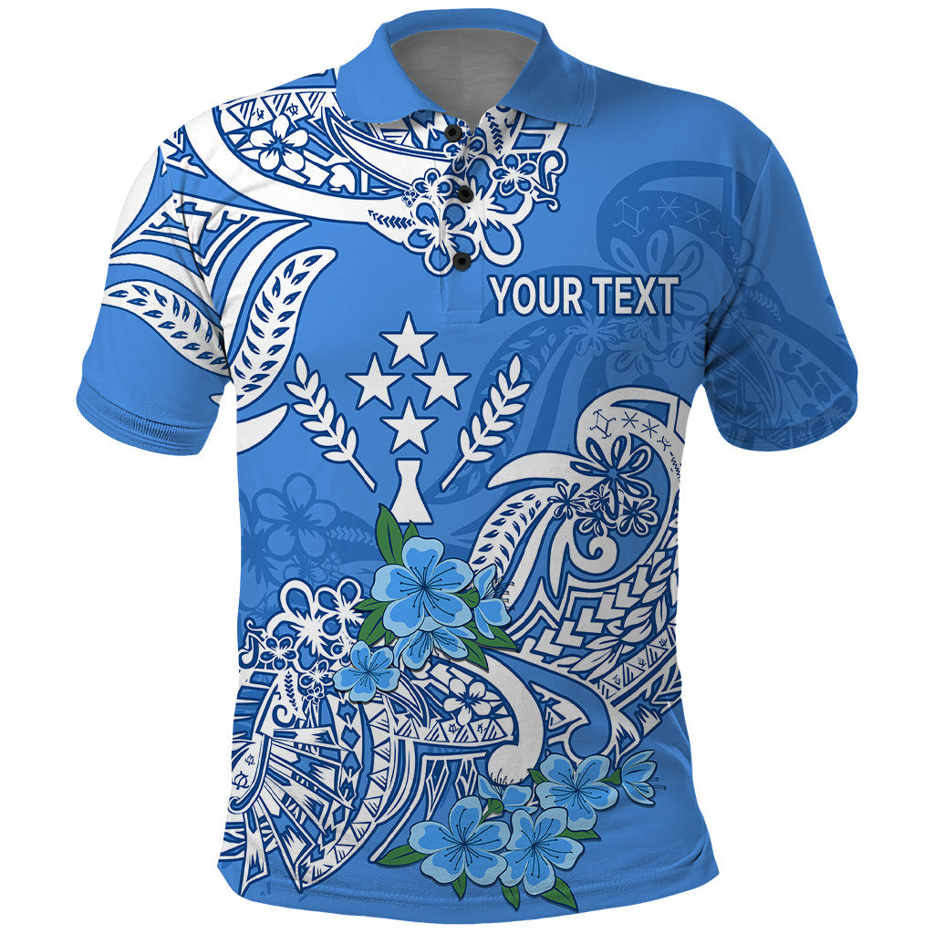 Custom Personalised FSM Kosrae State Polo Shirt Polynesian Floral Tribal