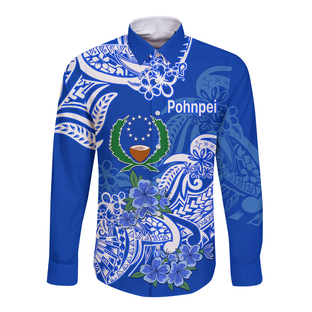 FSM Pohnpei State Long Sleeve Button Shirt Polynesian Floral Tribal