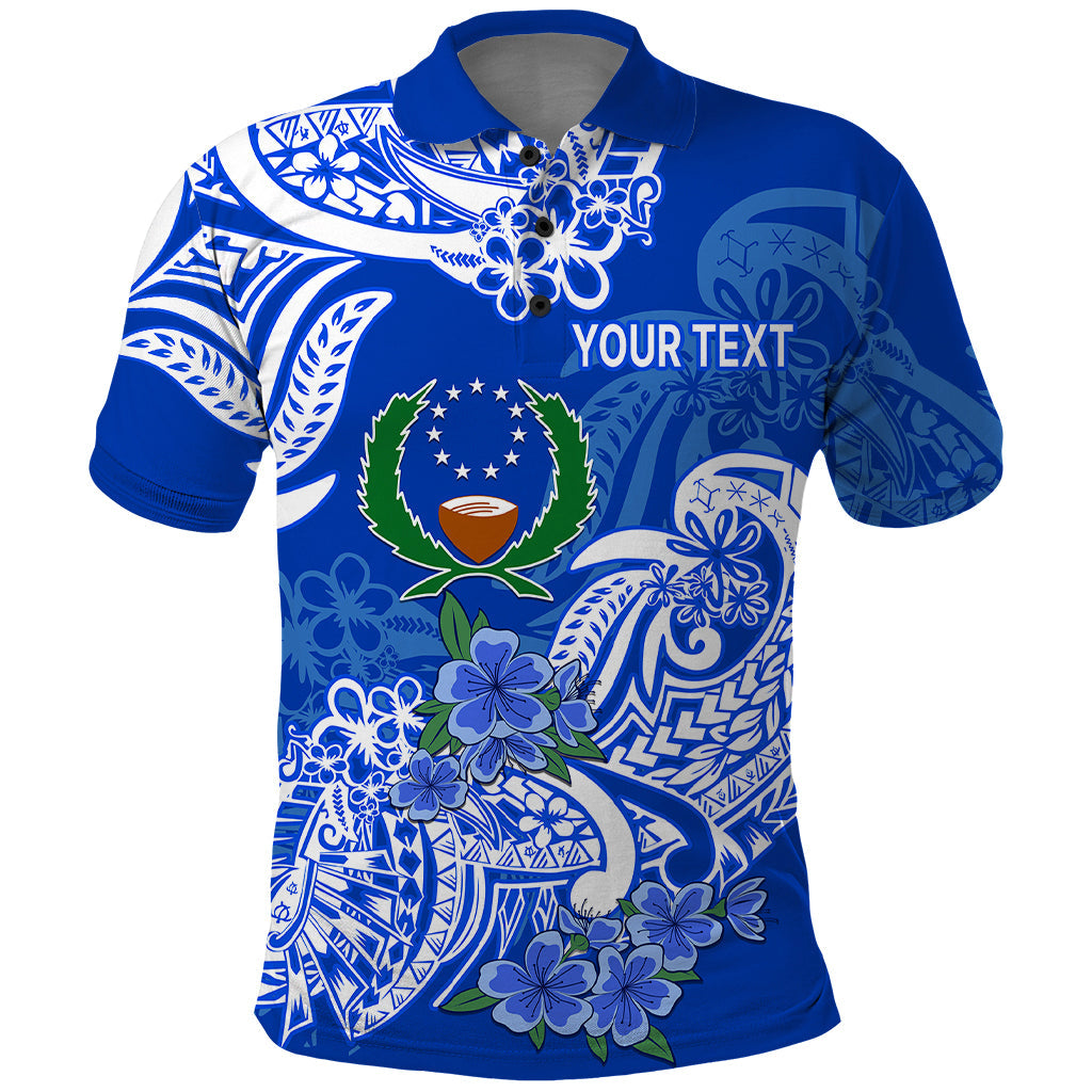 Custom Personalised FSM Pohnpei State Polo Shirt Polynesian Floral Tribal