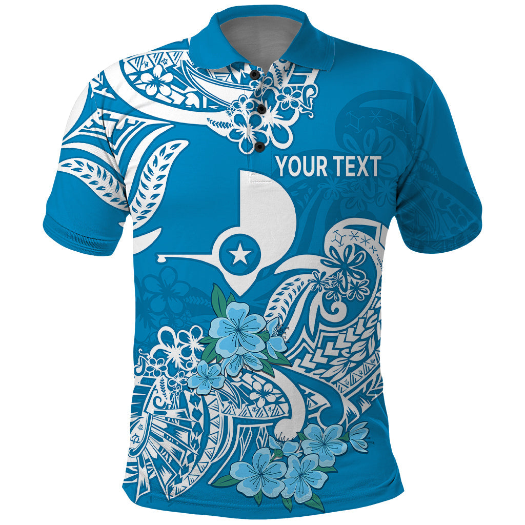 Custom Personalised FSM Yap State Polo Shirt Polynesian Floral Tribal