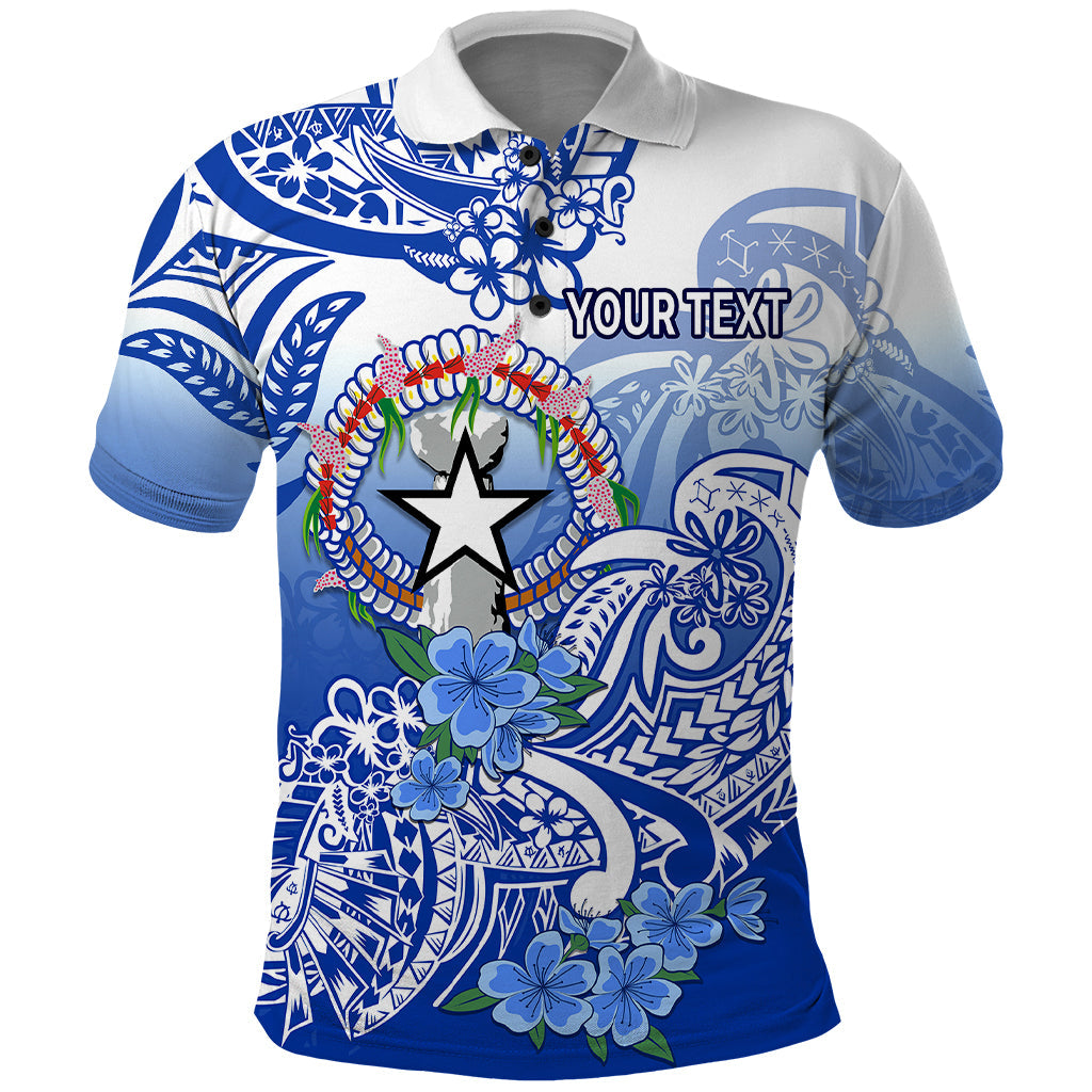 Custom Personalised Northern Mariana Islands Polo Shirt Polynesian Floral Tribal
