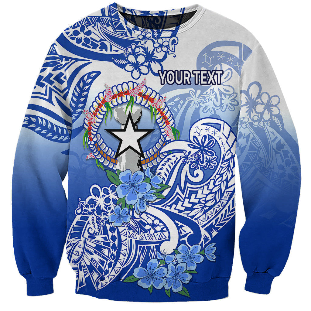 Custom Personalised Northern Mariana Islands Sweatshirt Polynesian Floral Tribal
