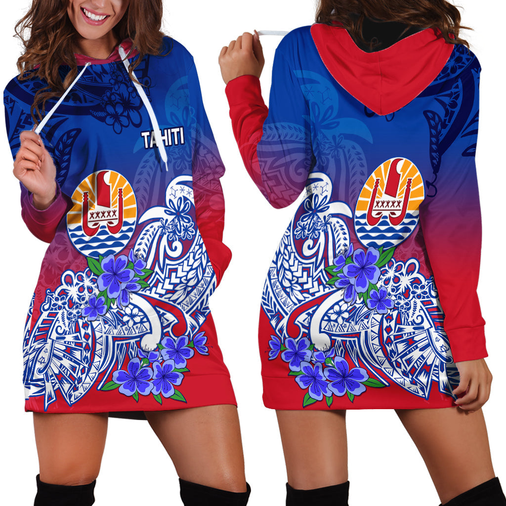 Tahiti Hoodie Dress Polynesian Floral Tribal